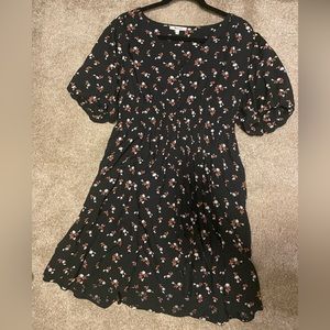 Madewell Black Dress with Flowers (Large)
